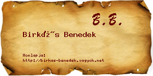 Birkás Benedek névjegykártya